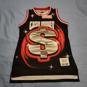 HEADWEAR CLASSICS CASH MONEY RECORDS BASKETBALL JESEY BLACK/RED SIZE LARGE NEW!!